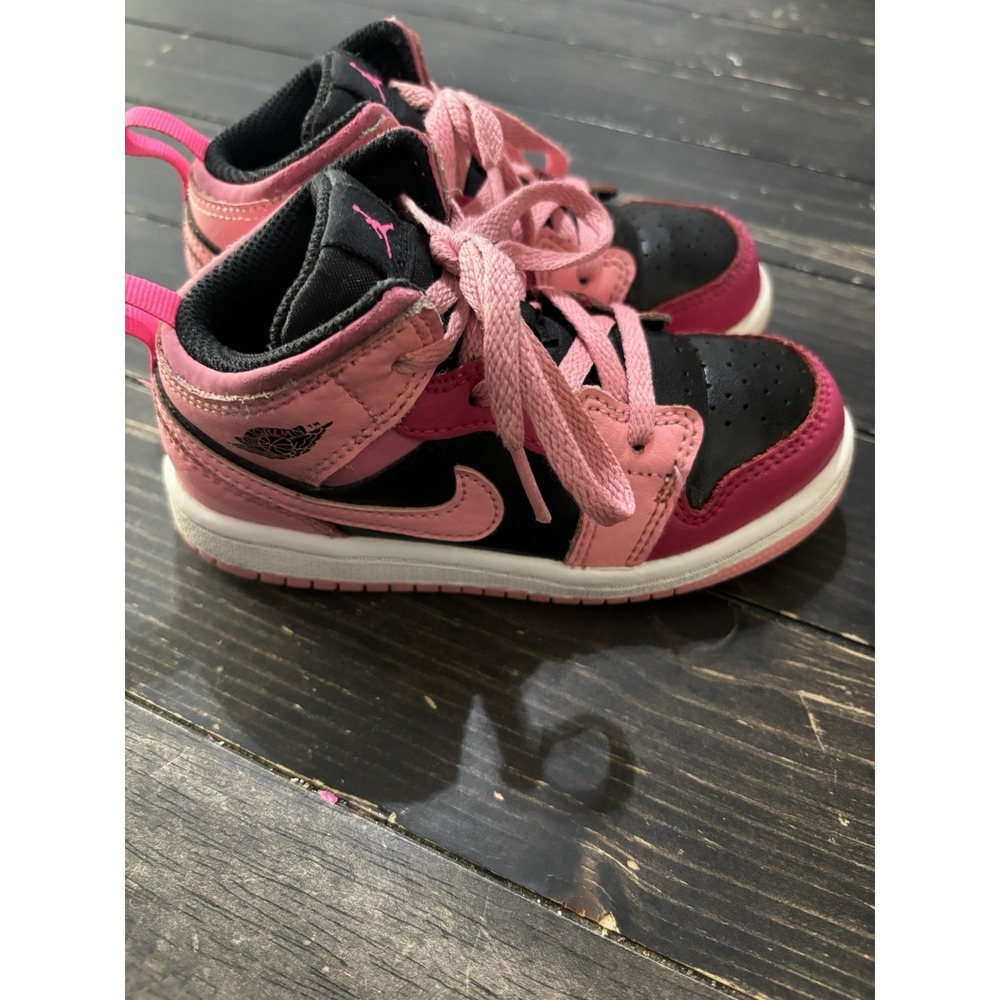 Nike Kids' Air Jordan Pink and Black High-Top Sneaker